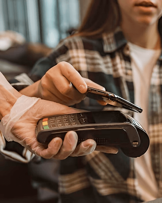 A contactless business payment being taken